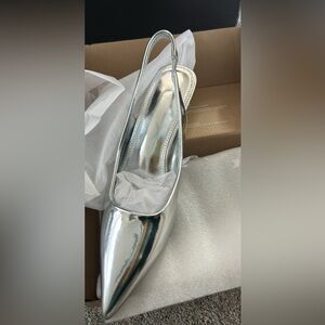 Silver Kitten Heels Sz 9.5